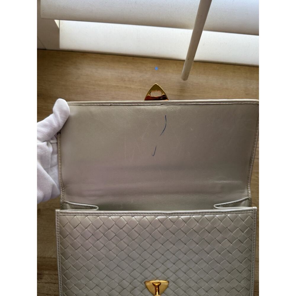 Bottega Veneta Rare‎ Vintage Intrecciato Top Handle Kelly Handbag Off White - Picture 9 of 16